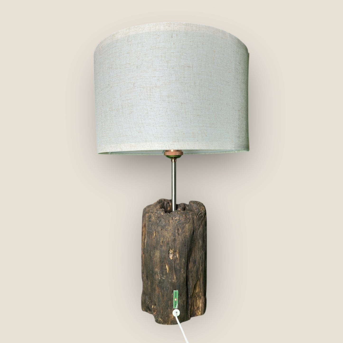 Hearthwood Pillar – Aged Driftwood Table Lamp