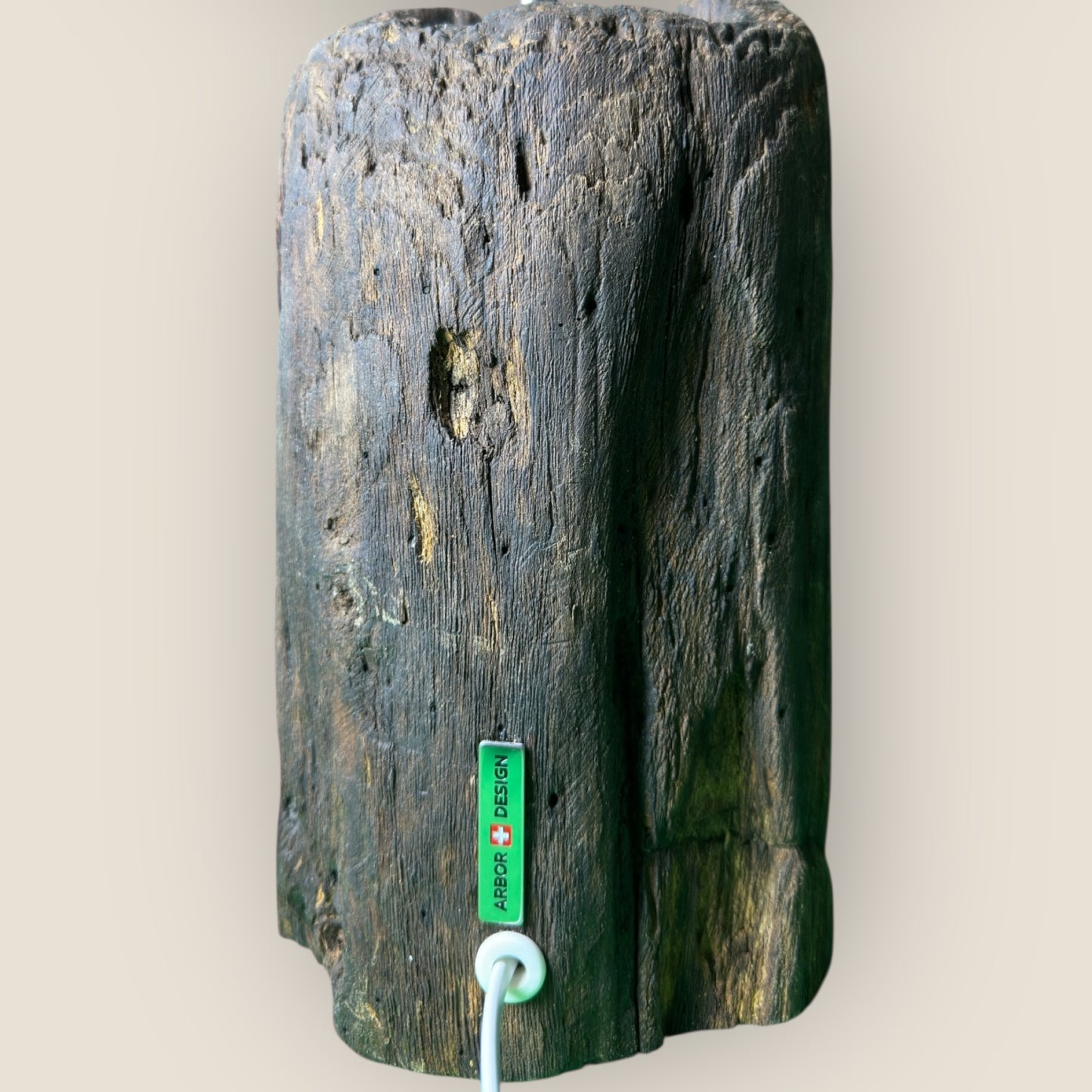 Hearthwood Pillar – Aged Driftwood Table Lamp
