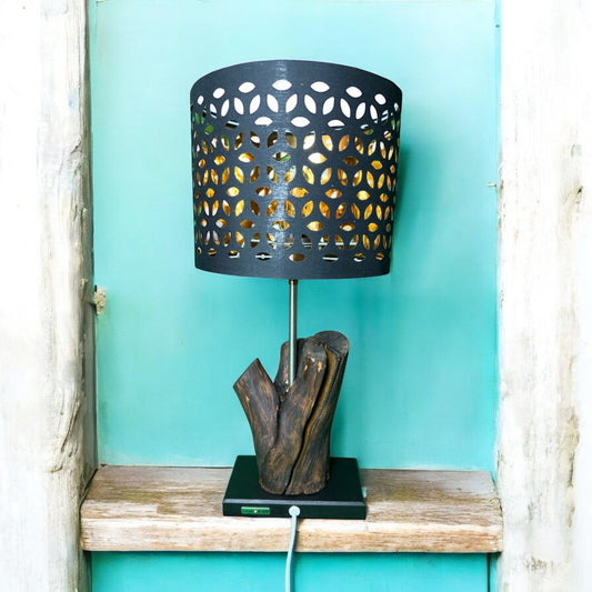 Leaflight Pattern – Cutout Drum Table Lamp
