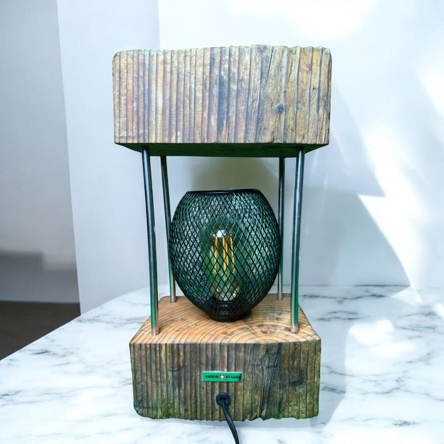 Timber Tower Glow – Framed Wood Block Lantern