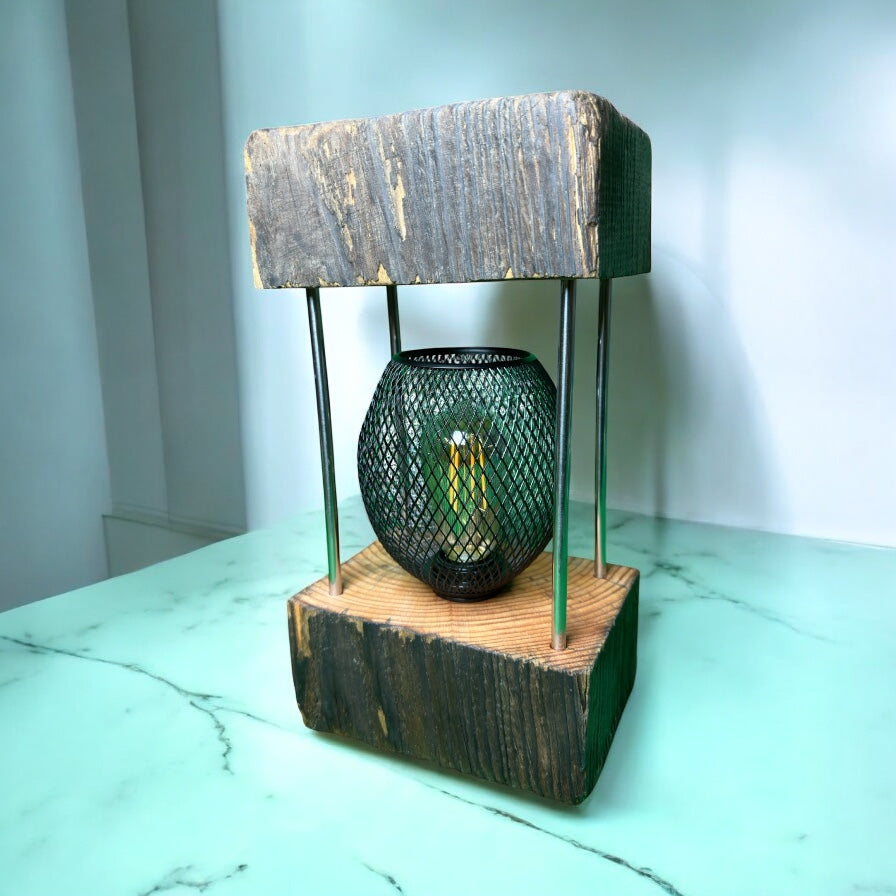 Timber Tower Glow – Framed Wood Block Lantern