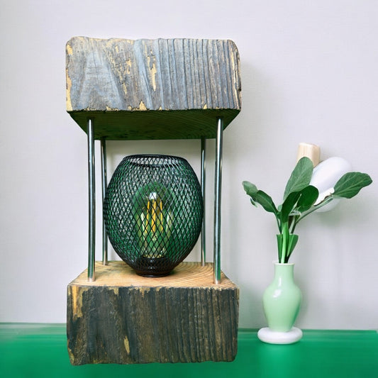 Timber Tower Glow – Framed Wood Block Lantern